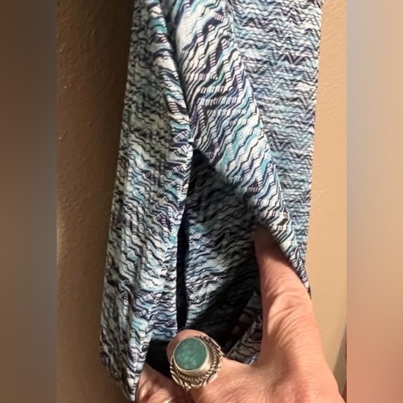 MPG Active Travel Dress Pockets Teal Boho Chevron Print A-Line Mesh Racerback - Picture 5 of 9